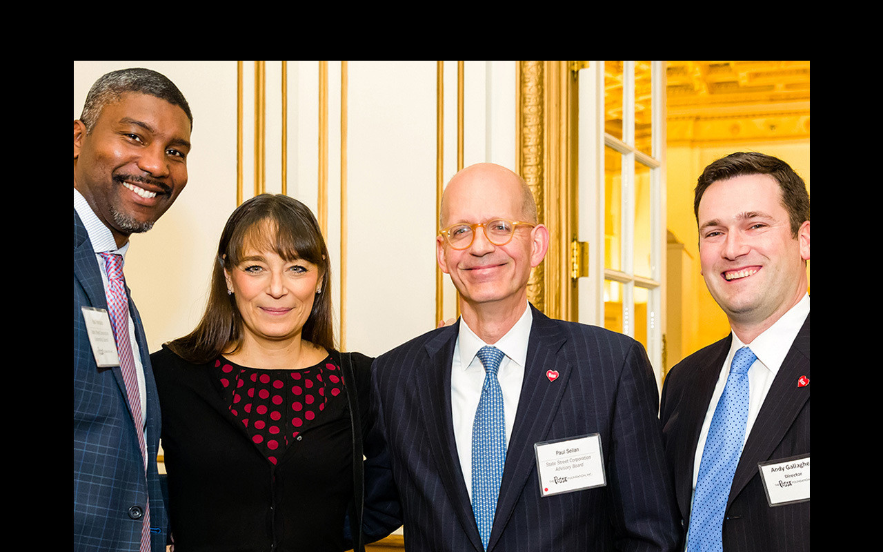 From left: State Street Managing Director Paul Francisco, Posse President and Founder Deborah Bial, State Street Executive Vice President Paul Selian, and Posse Boston Director Andy Gallagher.