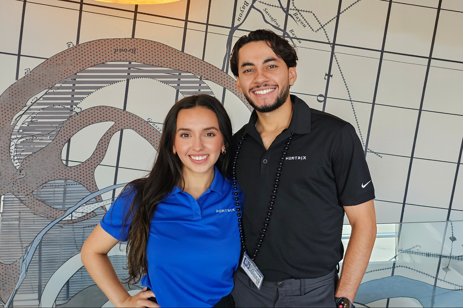 man and woman smiling
