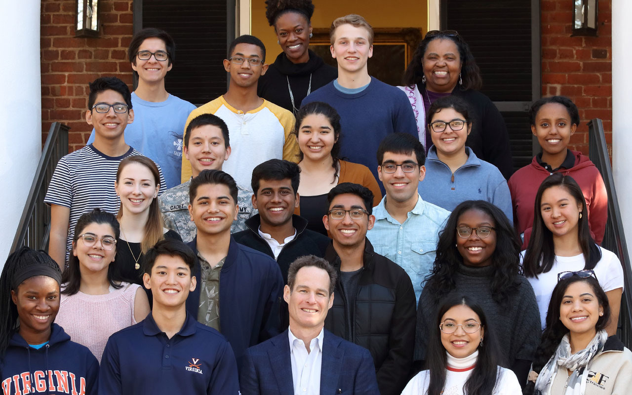 Board Chair with college students