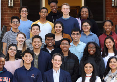 Board Chair with college students