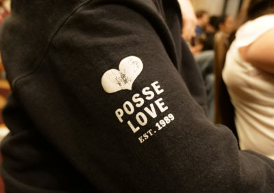 Close up of a sweatshirt with logo