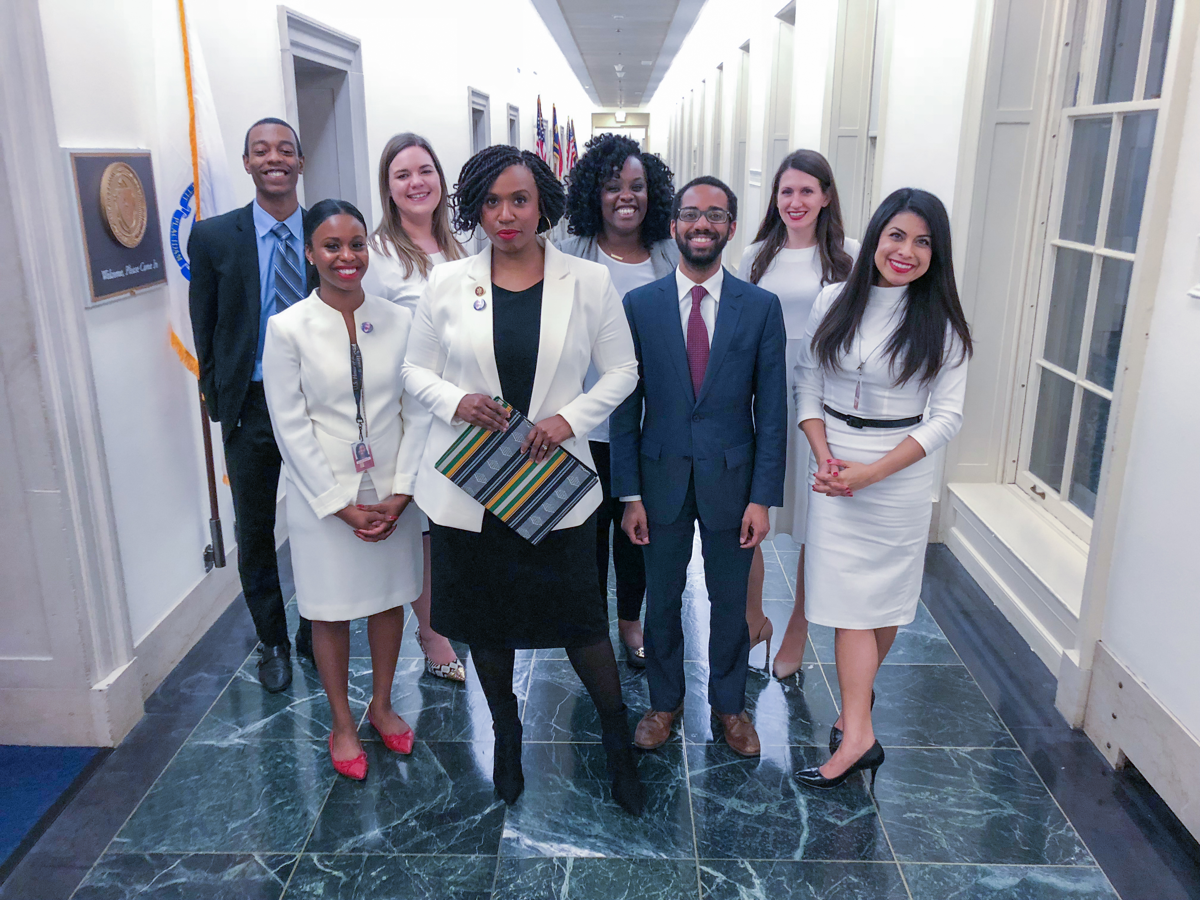 Congresswoman Pressley and her staff before the 2019 State of the Union address.