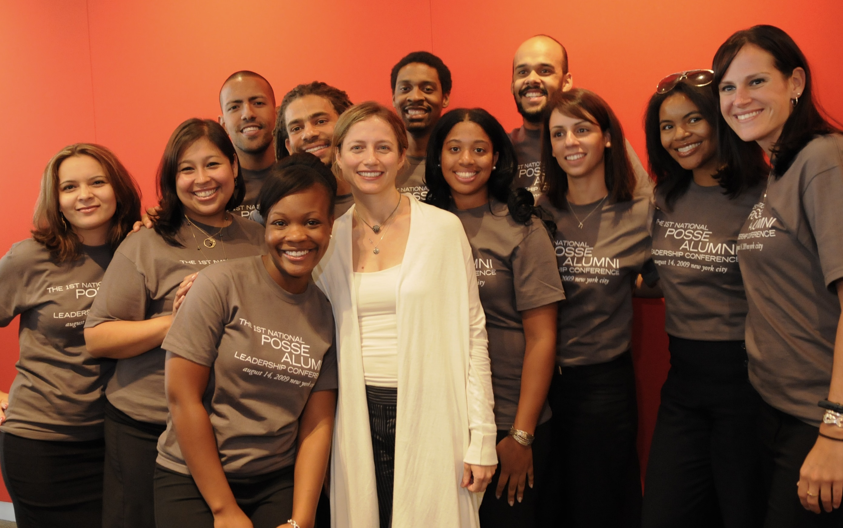 Erica Spatz (center) with fellow alumni at the National Posse Alumni Leadership Conference in 2009, when she accepted the Ainslie Alumni Achievement Award.