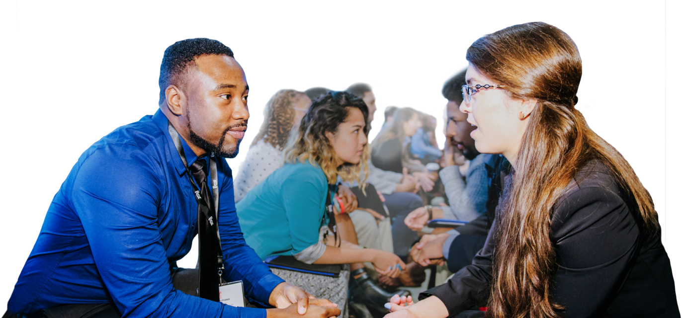 Several young adults having a conversation