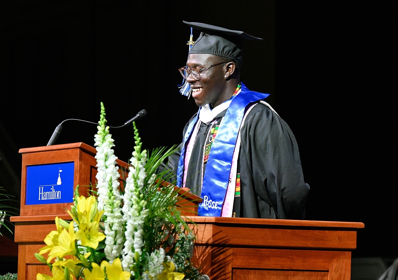 Joel Adade addressed his graduating peers as student speaker at Hamilton College's 2022 Commencement ceremony. 