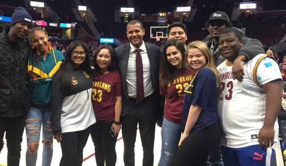 Koby Altman (center) with members of the first Posse at Case Western Reserve University.