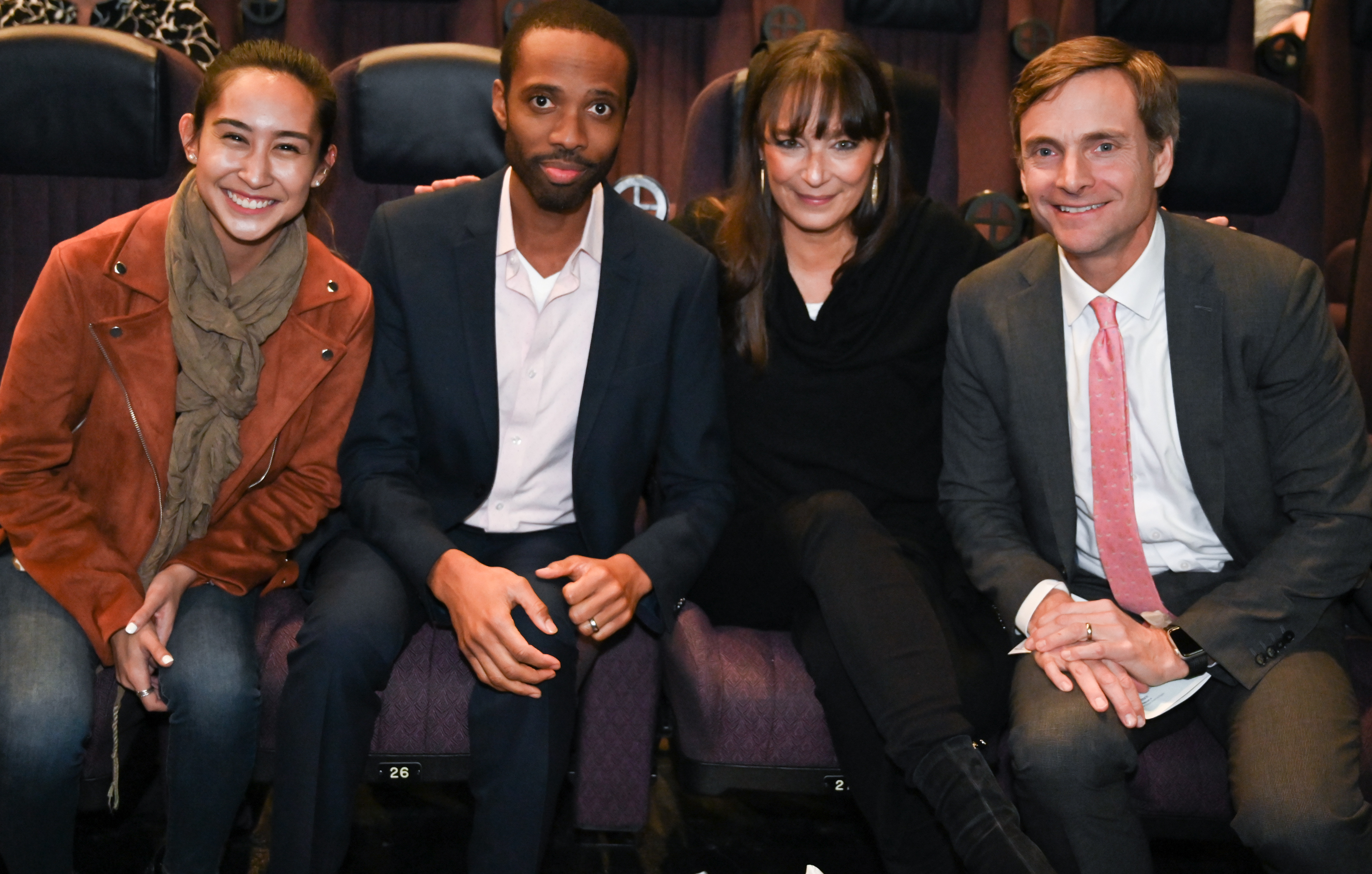 Posse alumni Asia Liza Morales and Damian Washington with Posse President and Founder Deborah Bial and Posse Los Angeles Advisory Board Chair James Wilcox at the Awards Ceremony.