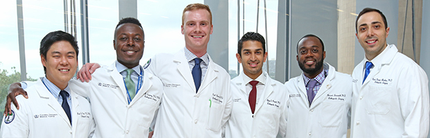 Nana Sarpong (second from left) with residents at Columbia University Medical Center.