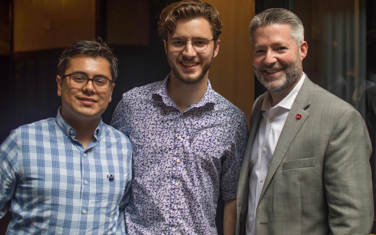 Posse New Orleans alumni Xavier Aguilar and Luca Alessandrini with Posse Chief Operating Officer Matt Fasciano.