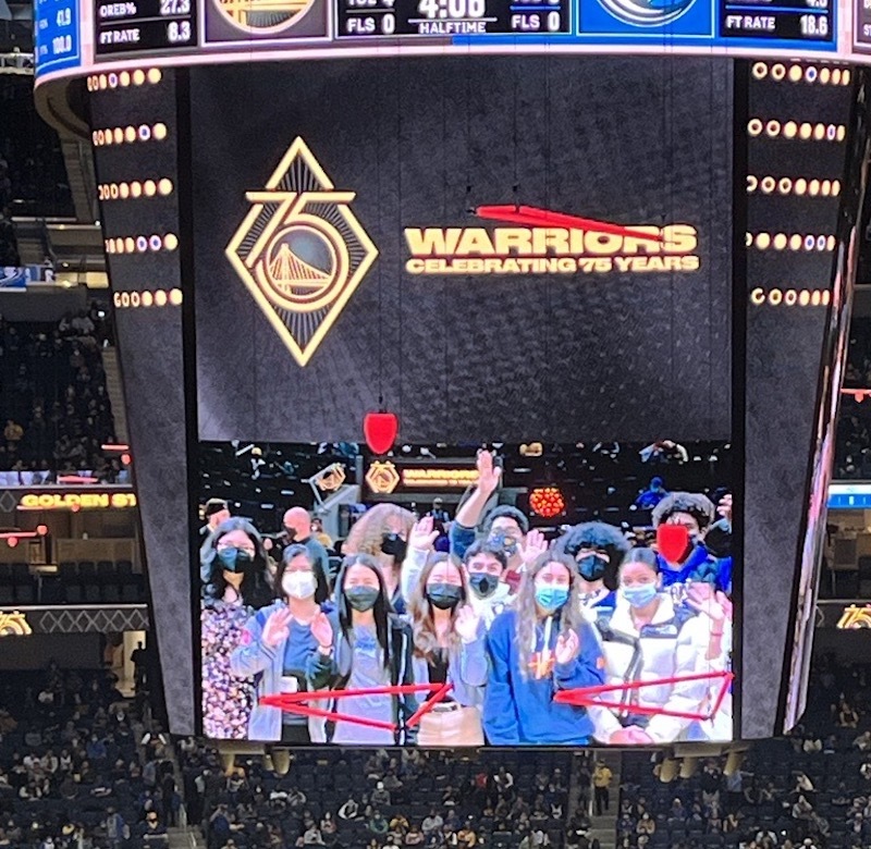 Posse Scholars were featured on the Chase Center Jumbotron.