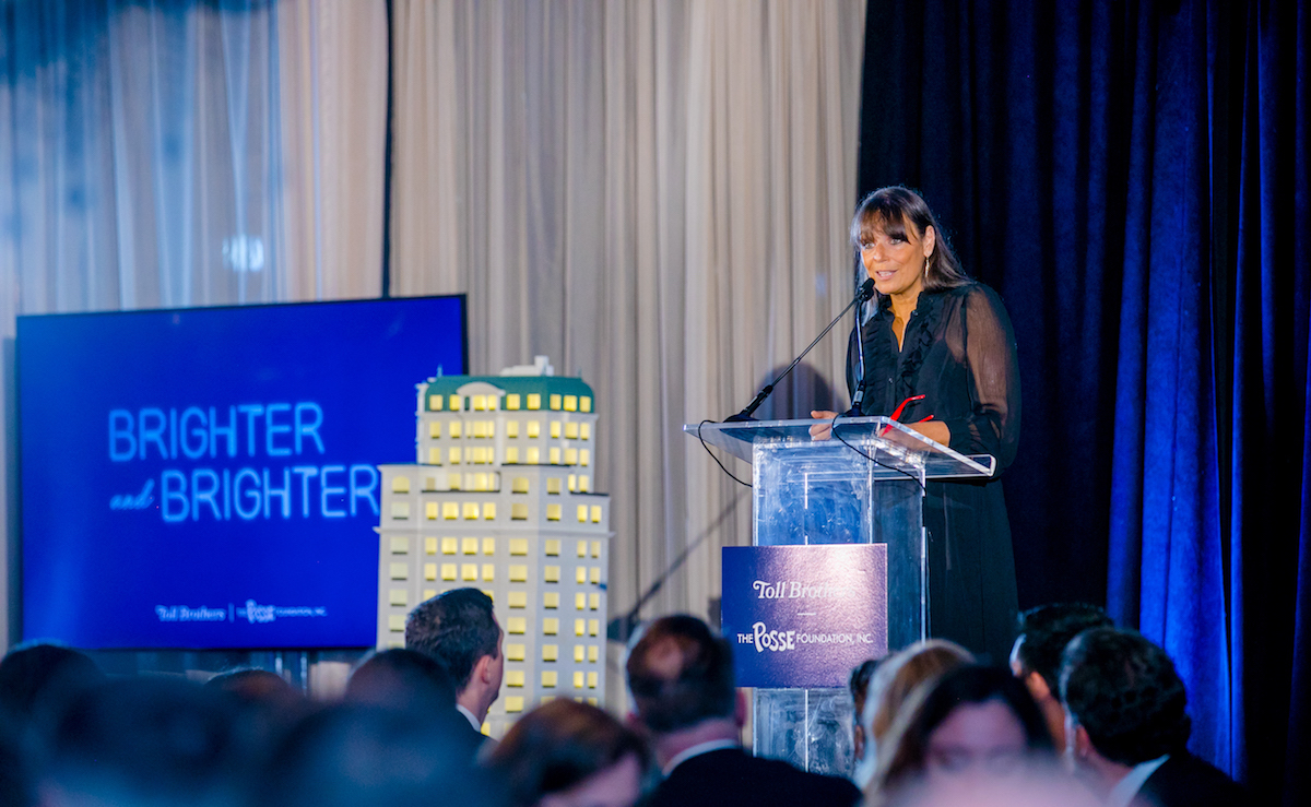 The Posse Foundation President and Founder Deborah Bial on stage at the 2022 Toll Brothers Gala.