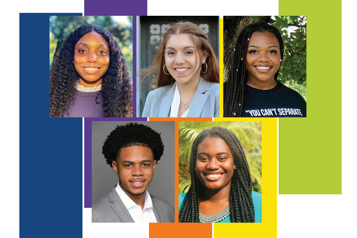 The 2021 Ubben Fellows (clockwise from top left): Genesis Bernardin, Emma Tavangari, Jerra Holdip, Nathalie Boadi and David Barbier Jr.