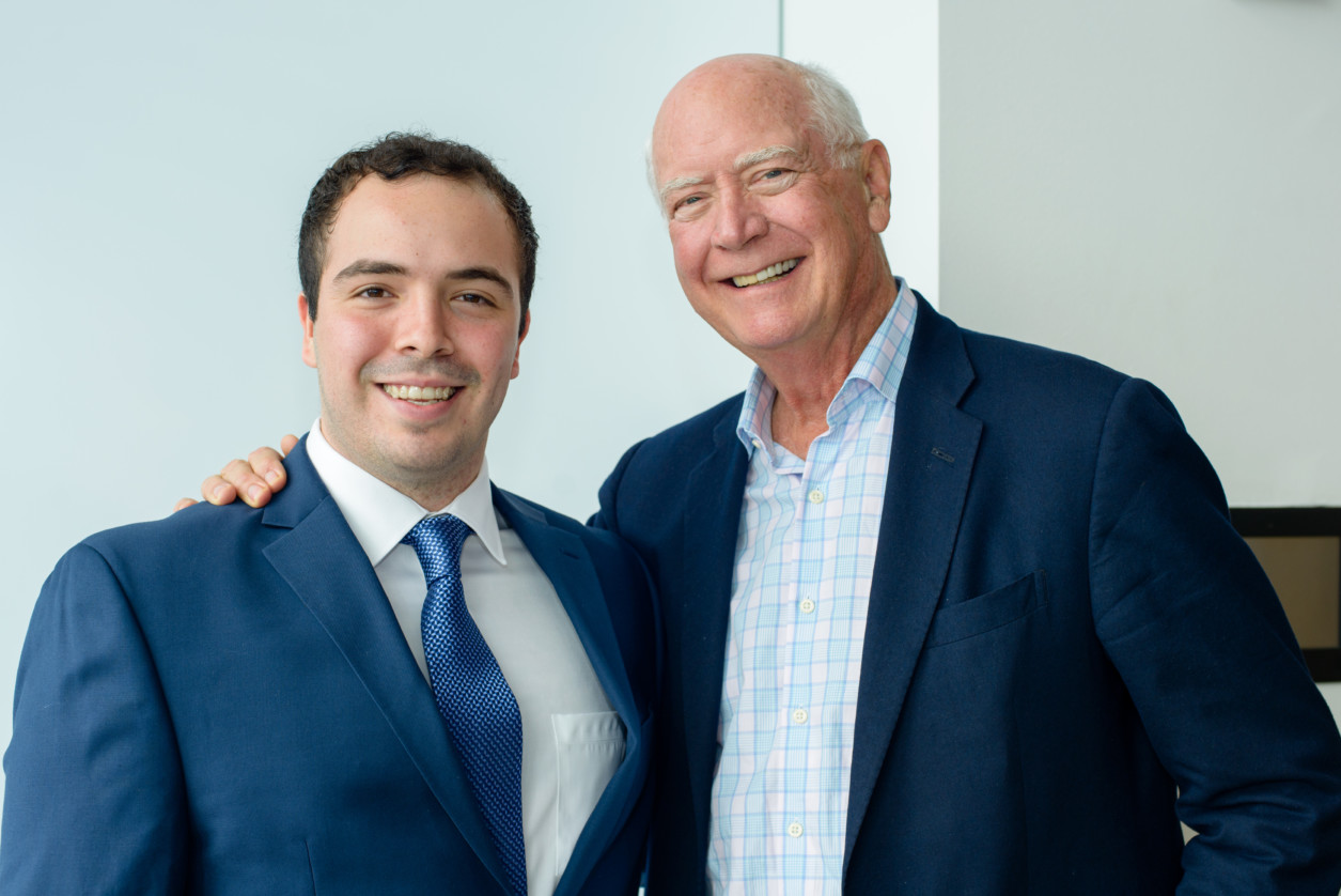 2017 Ainslie recipient Adrian Lievano with Michael Ainslie