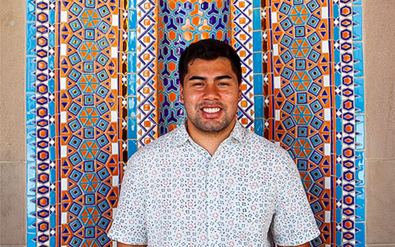 Augustine Jimenez-Ramirez at Sultan Qaboos Grand Mosque in Muscat, Oman.