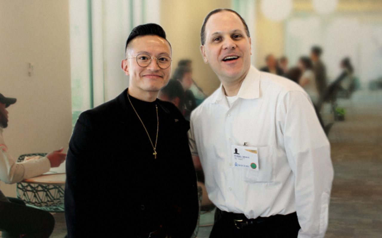 two people at networking event