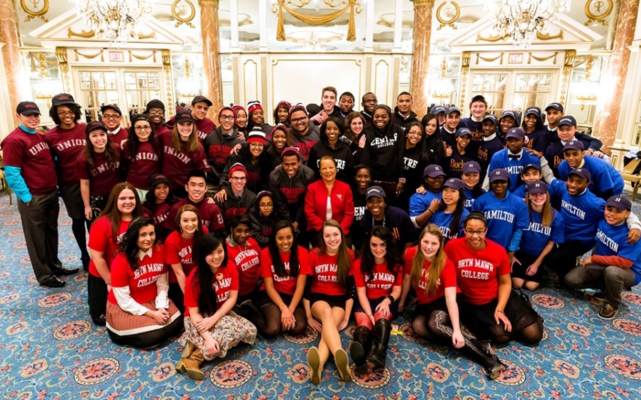 The 2013 Posse Boston Scholars with First Lady of Massachusetts and Posse National Board member Diane Patrick (center).