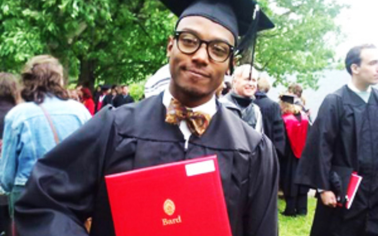 Graduate Brandon LaBord at the 2013 Bard College Commencement.