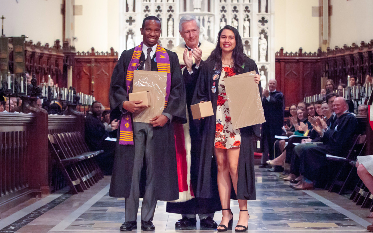 Posse Scholars Brandon Iracks-Edelin and Lauren Newman at their Sewanee: University of the South commencement.