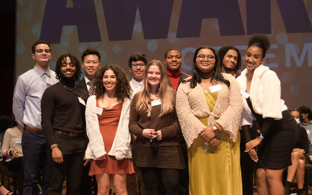 group of young adults at a ceremony