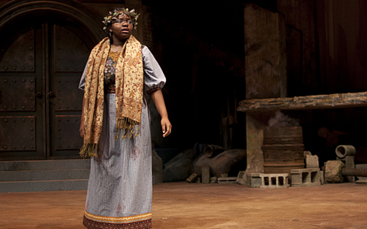 Jessica Morrison performs as Cassandra in Oresteia at Carleton College.