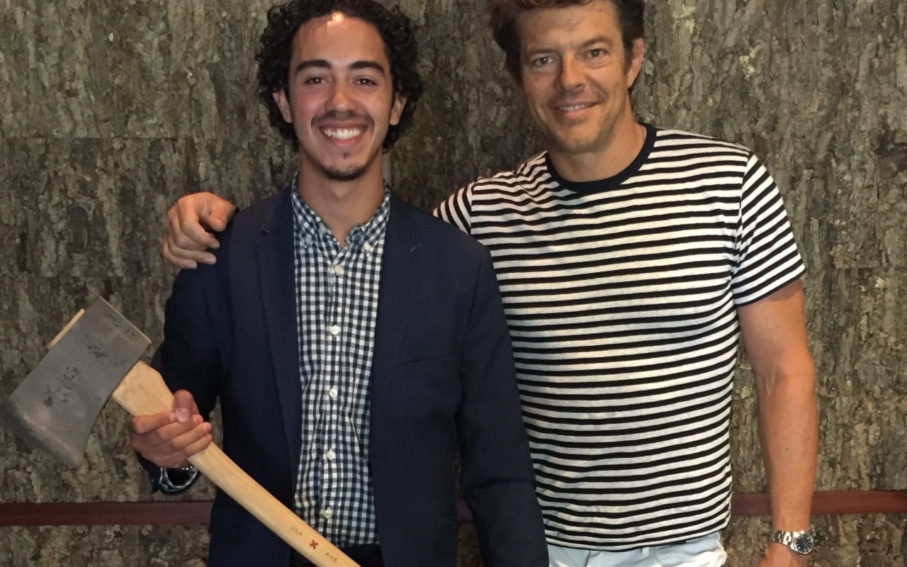 Connecticut College Scholar and Ubben Posse Fellow Christian Vazquez with his host, film producer Jason Blum.