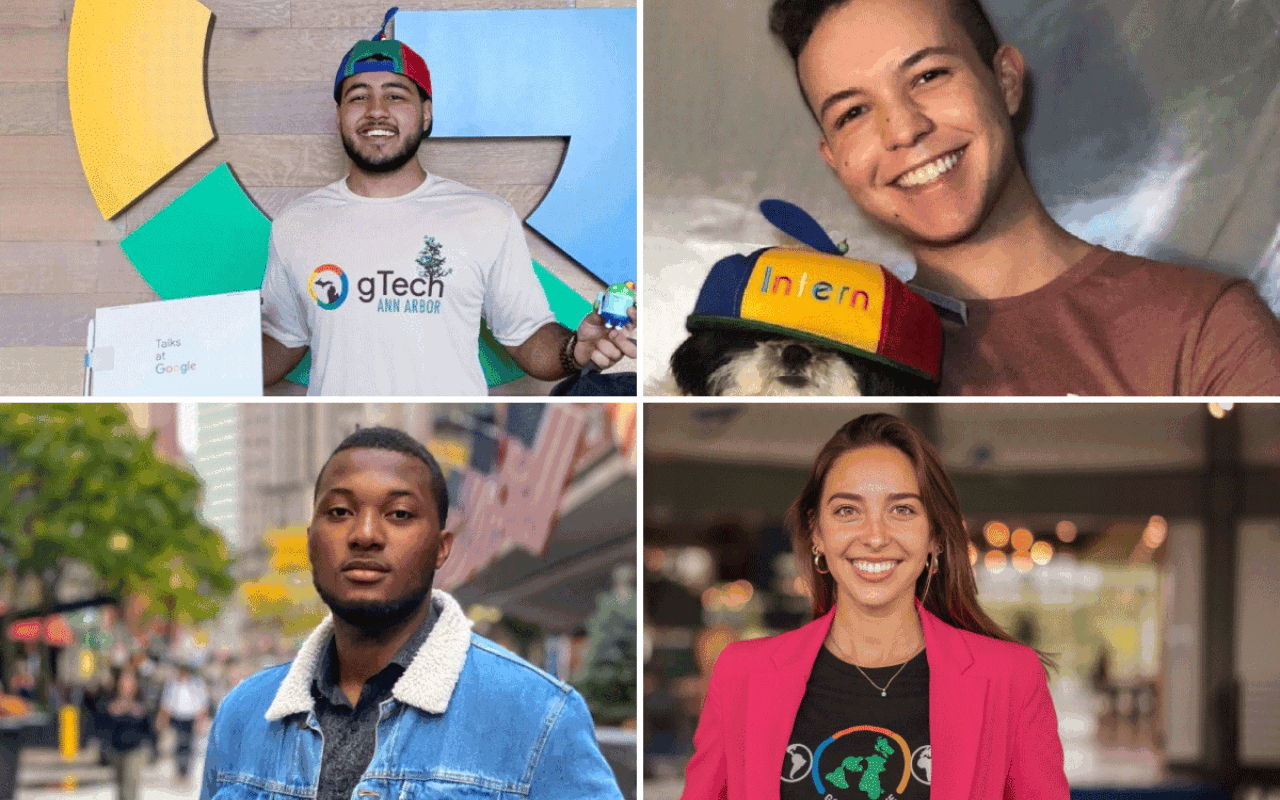 Posse Googlers have included (clockwise from top left): Chirag Nijjer Chirag (Lafayette College); Christian Duran (Franklin & Marshall College); Katerina Alvarez (Mount Holyoke College); Yussif Suhununu (Centre College).