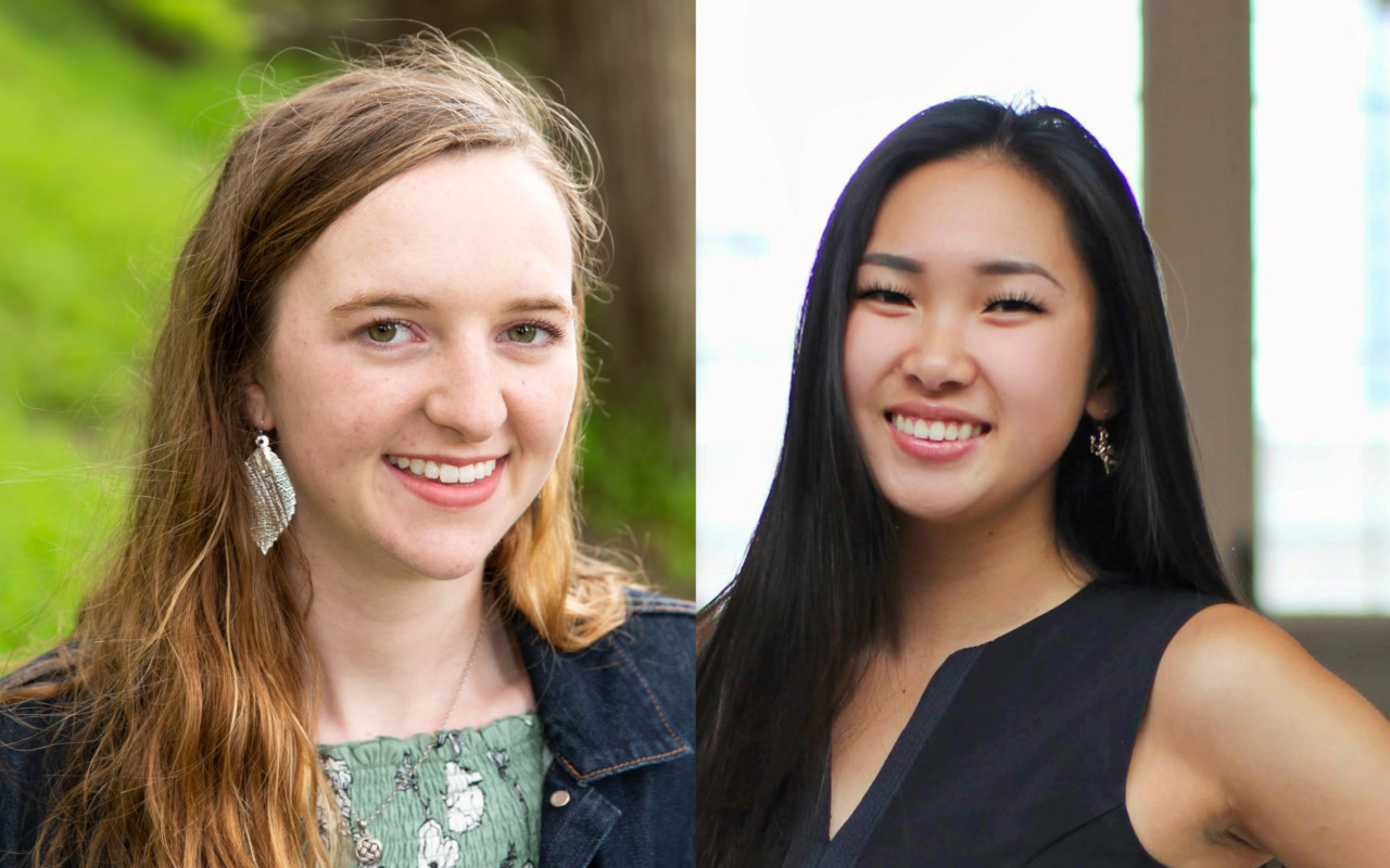 Boston University Posse Scholars Charlotte Greenhill and Kaye Chin.