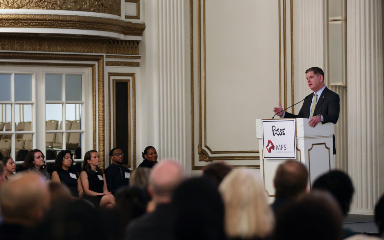 Boston Mayor Martin J. Walsh spoke at the city's Posse Awards Ceremony.