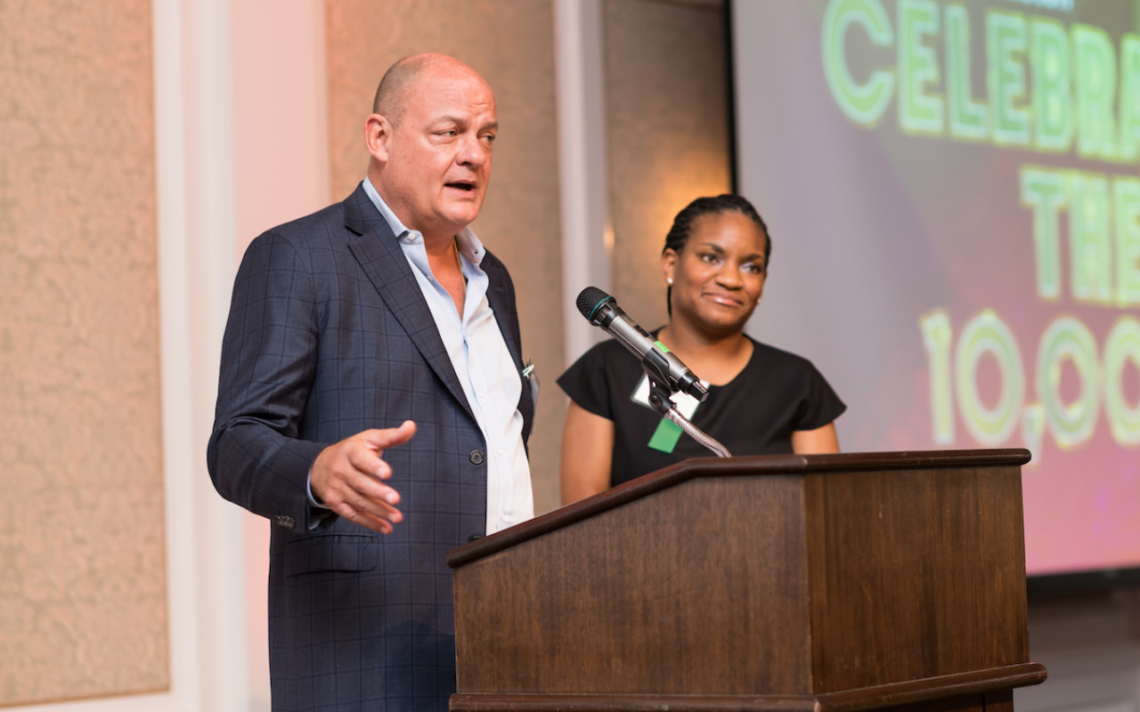 Posse Houston Advisory Board Chair Forrest E. Wylie and Director Zakiya Thomas at the NEXT 10,000 event.