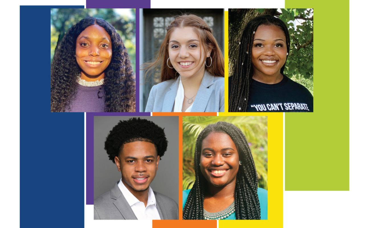 The 2021 Ubben Fellows (clockwise from top left): Genesis Bernardin, Emma Tavangari, Jerra Holdip, Nathalie Boadi and David Barbier Jr.