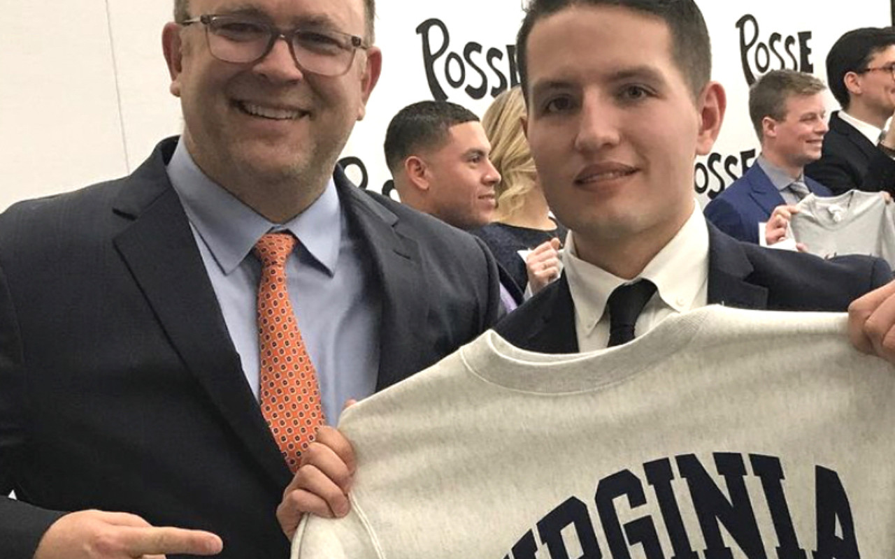 UVA Posse Veterans Scholar Connor Burns (right) with Posse mentor Dave Sauerwein.