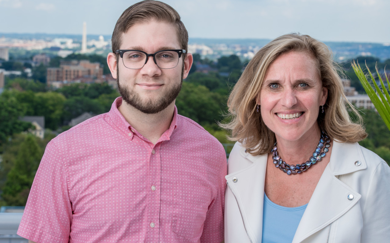 2019 Jeff Ubben Posse Fellow Nicholas West with The Common Application President and CEO Jenny Rickard.