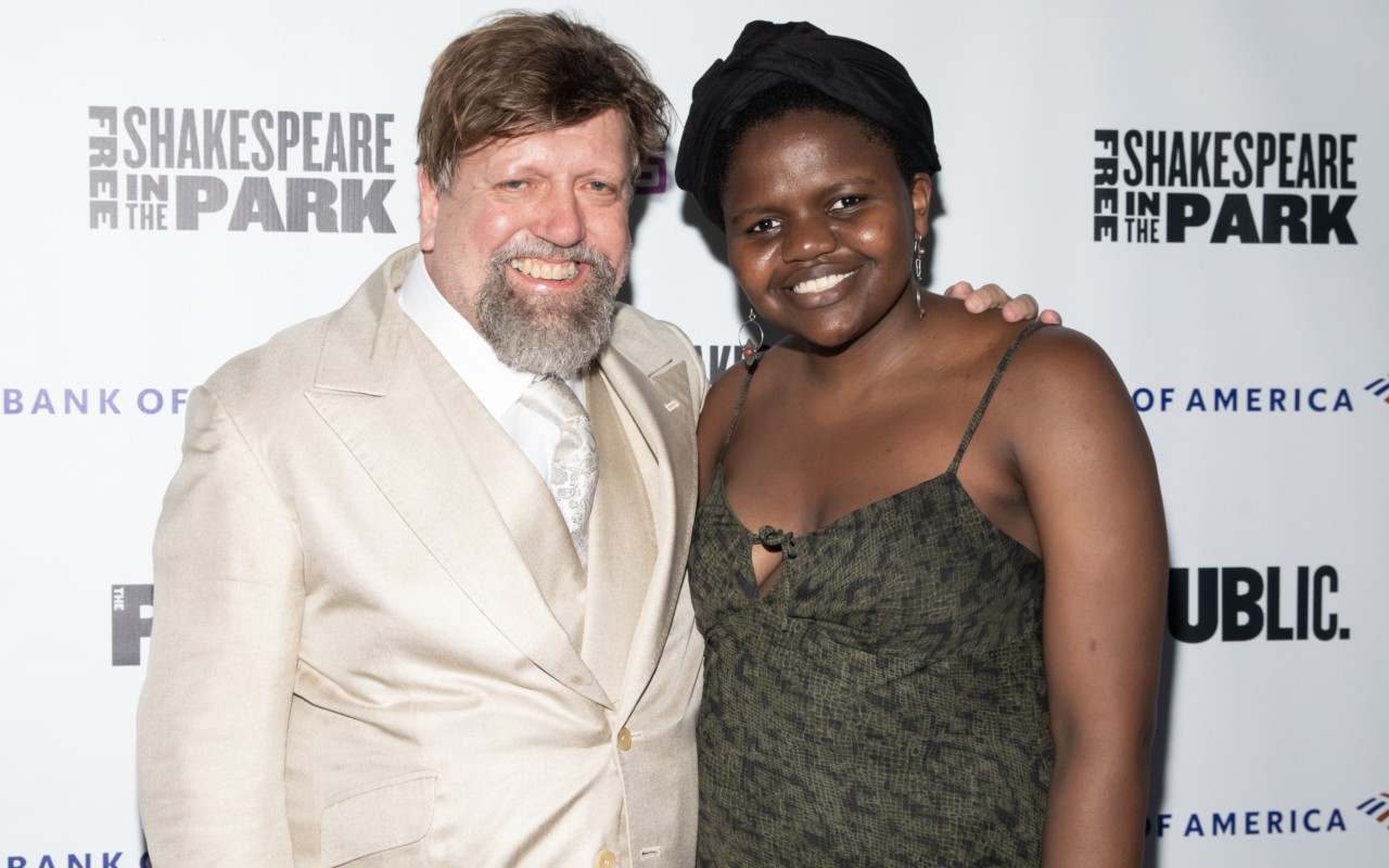 Oskar Eustis, artistic director of The Public Theater, with 2019 Jeff Ubben Posse Fellow Gloria Oladipo.