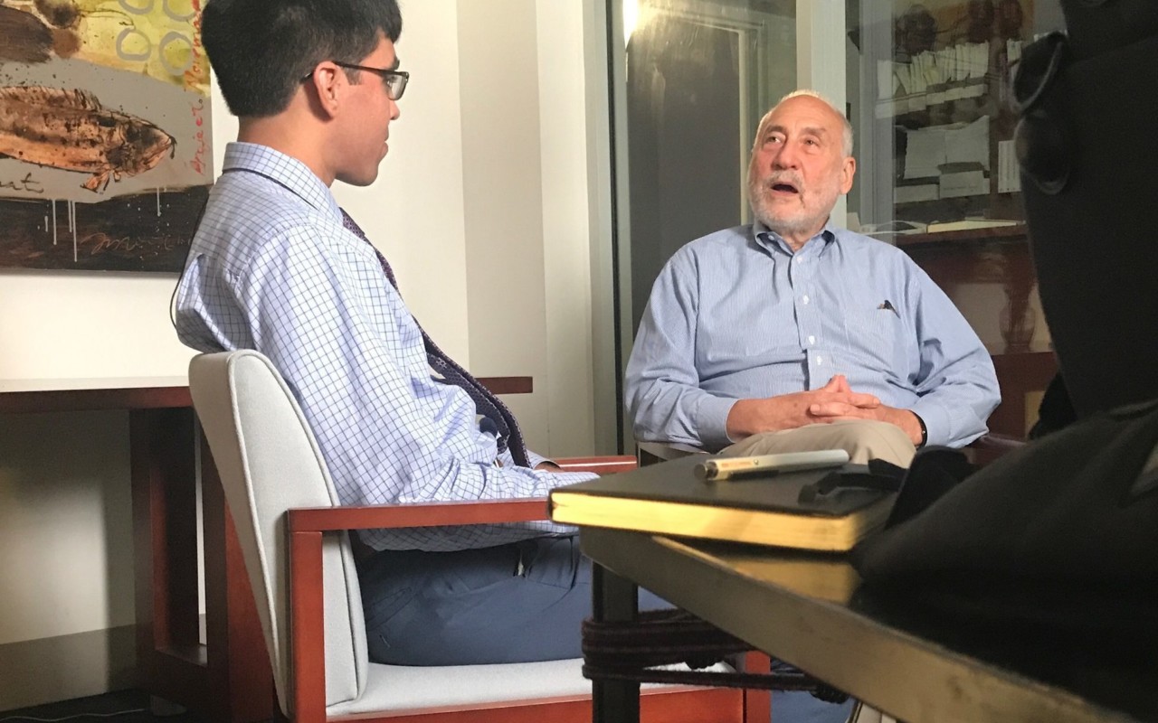 UVA Scholar and Ubben Posse Fellow Zaakir Tameez with his host Joseph Stiglitz.