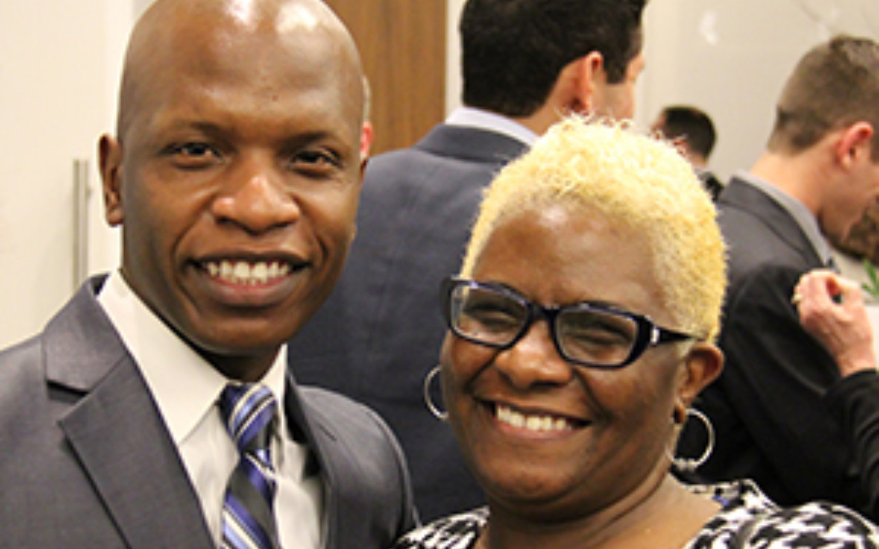 Wesleyan Veterans Scholar Michael Smith and his mother, Pamela Hickman.