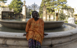 woman smiling.
