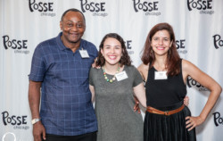  Posse Scholar Kimberly Gutierrez (center) pictured with Jackie Wilson (left) and Samantha Steiber (right) from the Exoneration Project.