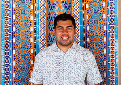 Augustine Jimenez-Ramirez at Sultan Qaboos Grand Mosque in Muscat, Oman.