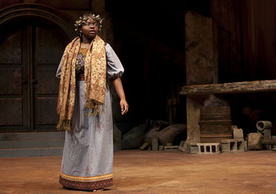 Jessica Morrison performs as Cassandra in Oresteia at Carleton College.