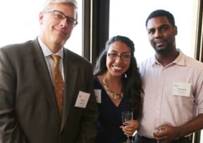 Exelon Foundation President Steve Solomon, Agnes Scott College Scholar Georgina Espinoza, and Oberlin College Scholar Vernon Fleming.