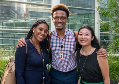 Jessica Louie (far right) with fellow Bloomberg interns Ania de Chavign and Stephen Stivers.