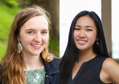 Boston University Posse Scholars Charlotte Greenhill and Kaye Chin.