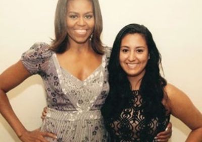 First Lady Michelle Obama and Trinity College Posse alumna Karla Mardueno.