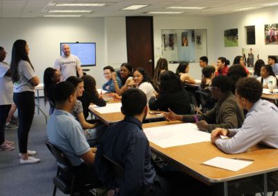 Deloitte volunteers and Posse Scholars worked together on Deloitte Impact Day.