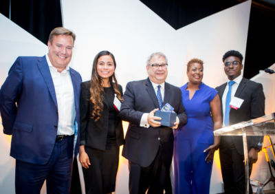 Pictured from left to right: Posse Atlanta Advisory Board Chair Jeff Abbott, Syracuse University Alumna Dulce Gallo Blanco, Atlanta Hawks CEO Steve Koonin, Posse Atlanta Director Zenith Houston, Texas A&M University Alumnus Joshua Lewis.