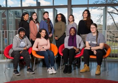 Front row: Elizabeth Boahen, Emely Tejada-Jaquez, Mariama Jaiteh, Alina Siminouk. Back row: Asha Reed-Jones, Tiffany Xiao, Denise McKahn (Smith College faculty mentor), Dana Ragoonanan, Leanna Troncoso, Gabrielle Valle.