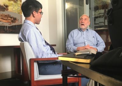 UVA Scholar and Ubben Posse Fellow Zaakir Tameez with his host Joseph Stiglitz.