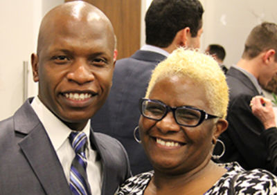 Wesleyan Veterans Scholar Michael Smith and his mother, Pamela Hickman.