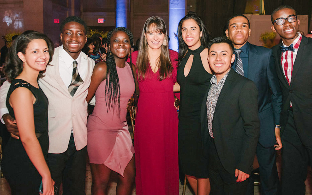 Posse President + Founder Deborah Bial (center) with special guest Posse Scholars.