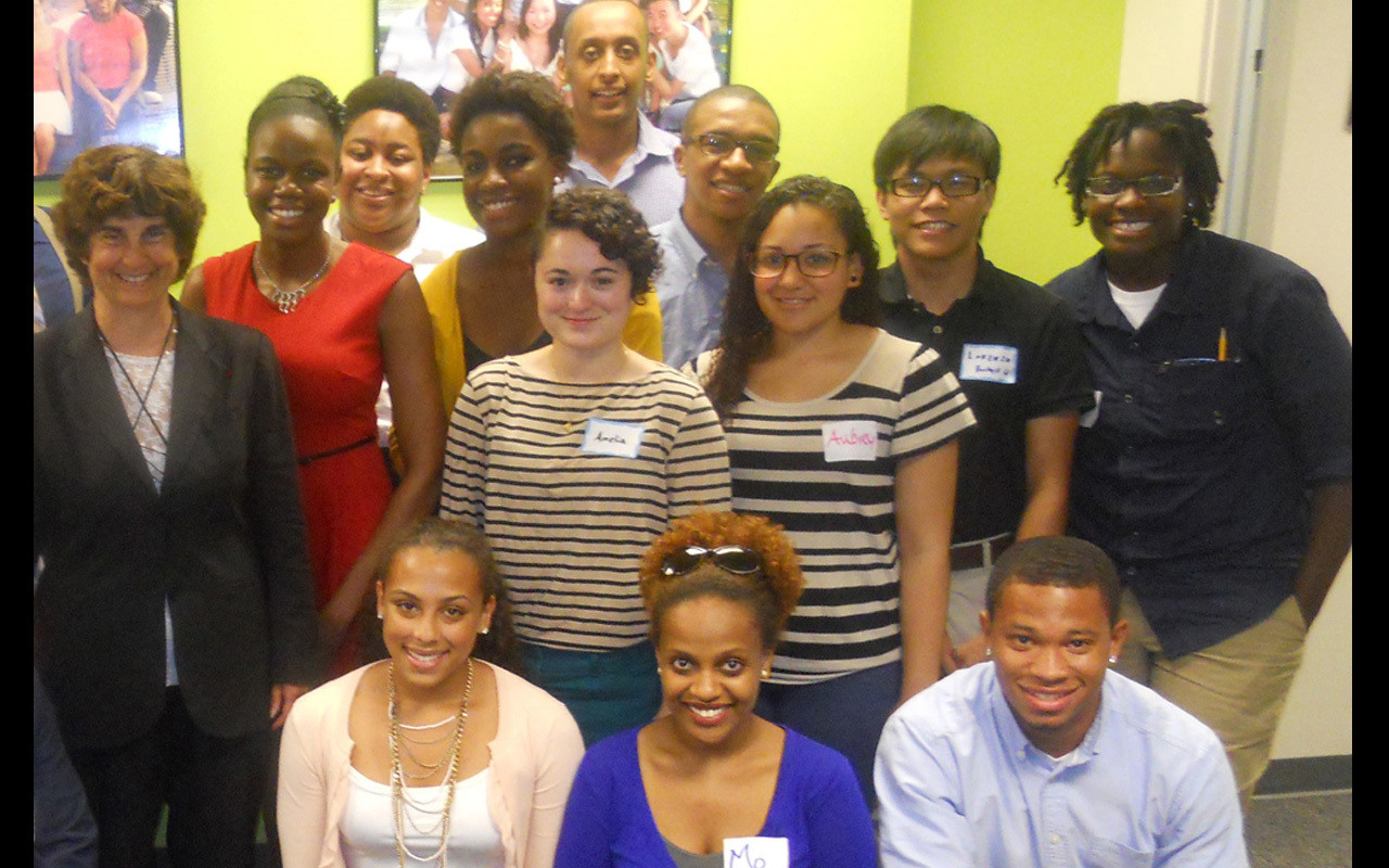 The Honorable Patti B. Saris (left) with Posse Boston Scholars and alumni.